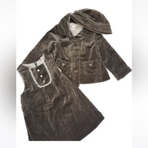 Janie and jack matching set dress jacket and hat size 12-18 months